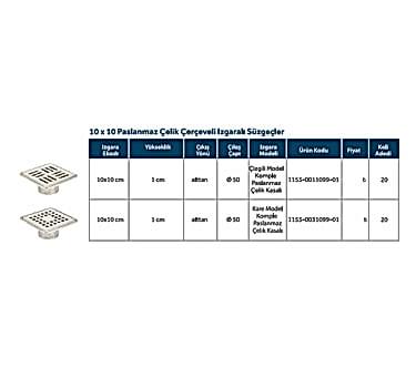LINE 9 - 10x10 PASLANMAZ ÇELİK ÇERÇEVELİ IZGARALI SÜZGEÇLER_